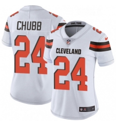 Women's Cleveland Browns 24 Nick Chubb White Vapor Untouchable Limited Player NFL Jersey
