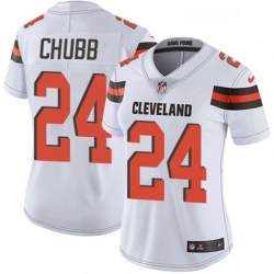 Women's Cleveland Browns 24 Nick Chubb White Vapor Untouchable Limited Player NFL Jersey