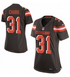 Women's Cleveland Browns 31 Nick Chubb Game Brown Team Color NFL Jersey