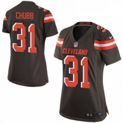 Women's Cleveland Browns 31 Nick Chubb Game Brown Team Color NFL Jersey
