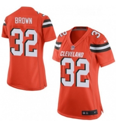 Women's Cleveland Browns 32 Jim Brown Game Orange Alternate NFL Jersey