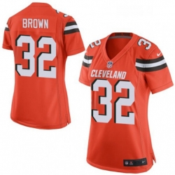 Women's Cleveland Browns 32 Jim Brown Game Orange Alternate NFL Jersey