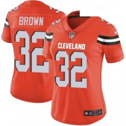 Women's Cleveland Browns 32 Jim Brown Orange Alternate Vapor Untouchable Limited Player NFL Jersey