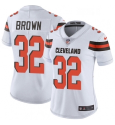 Women's Cleveland Browns 32 Jim Brown White Vapor Untouchable Limited Player NFL Jersey