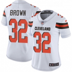 Women's Cleveland Browns 32 Jim Brown White Vapor Untouchable Limited Player NFL Jersey