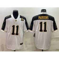 Dallas Cowboys 11 Micah Parsons White Gold Edition With 1960 Patch Limited Stitched Football Jersey
