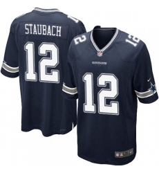 Dallas Cowboys 12 Roger Staubach Game Navy Blue Team Color NFL Jersey