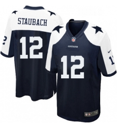 Dallas Cowboys 12 Roger Staubach Game Navy Blue Throwback Alternate NFL Jersey