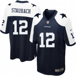 Dallas Cowboys 12 Roger Staubach Game Navy Blue Throwback Alternate NFL Jersey