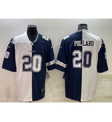 Dallas Cowboys 20 Tony Pollard Navy White Split Vapor Untouchable Limited Stitched Jersey