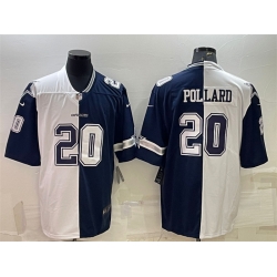 Dallas Cowboys 20 Tony Pollard Navy White Split Vapor Untouchable Limited Stitched Jersey