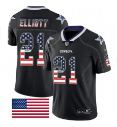 Dallas Cowboys 21 Ezekiel Elliott Limited Black Rush USA Flag NFL Jersey