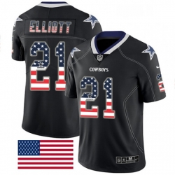 Dallas Cowboys 21 Ezekiel Elliott Limited Black Rush USA Flag NFL Jersey