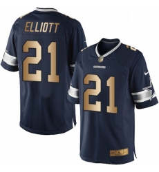 Dallas Cowboys 21 Ezekiel Elliott Limited NavyGold Team Color NFL Jersey