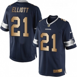 Dallas Cowboys 21 Ezekiel Elliott Limited NavyGold Team Color NFL Jersey