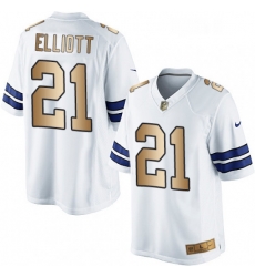 Dallas Cowboys 21 Ezekiel Elliott Limited White Gold NFL Jersey
