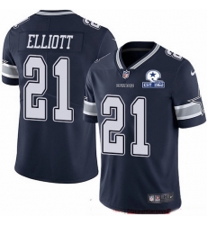 Dallas Cowboys 21 Ezekiel Elliott Navy Blue Team Color Stitched With Established In 1960 Patch NFL Vapor Untouchable Limited Jersey