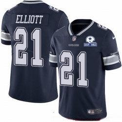 Dallas Cowboys 21 Ezekiel Elliott Navy Blue Team Color Stitched With Established In 1960 Patch NFL Vapor Untouchable Limited Jersey