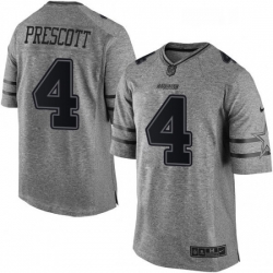 Dallas Cowboys 4 Dak Prescott Limited Gray Gridiron NFL Jersey