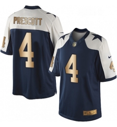 Dallas Cowboys 4 Dak Prescott Limited Navy Gold Throwback Alternate NFL Jersey