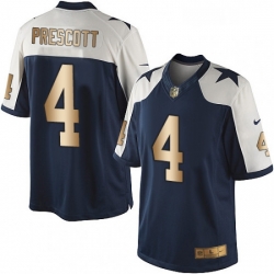 Dallas Cowboys 4 Dak Prescott Limited Navy Gold Throwback Alternate NFL Jersey