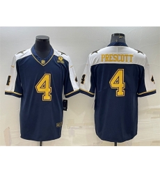 Dallas Cowboys 4 Dak Prescott Navy Gold Edition With 1960 Patch Limited Stitched Football Jersey