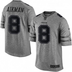 Dallas Cowboys 8 Troy Aikman Limited Gray Gridiron NFL Jersey