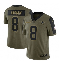 Dallas Cowboys 8 Troy Aikman Olive 2021 Salute To Service Retired Player Limited Jersey