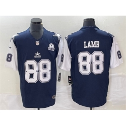 Dallas Cowboys 88 CeeDee Lamb Navy 2023 F U S E  With 1960 Patch Vapor Limited Stitched Football Jersey