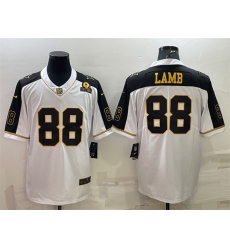 Dallas Cowboys 88 CeeDee Lamb White Gold Edition With 1960 Patch Limited Stitched Football Jersey