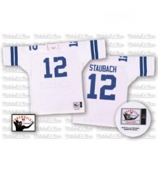 Mitchell And Ness Dallas Cowboys 12 Roger Staubach Authentic White Throwback NFL Jersey