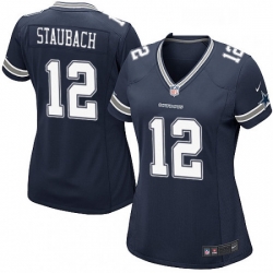 Women's Dallas Cowboys 12 Roger Staubach Game Navy Blue Team Color NFL Jersey