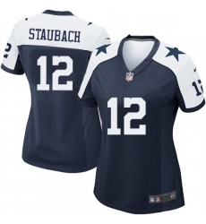 Women's Dallas Cowboys 12 Roger Staubach Game Navy Blue Throwback Alternate NFL Jersey