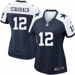 Women's Dallas Cowboys 12 Roger Staubach Game Navy Blue Throwback Alternate NFL Jersey