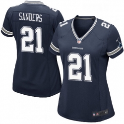 Women's Dallas Cowboys 21 Deion Sanders Game Navy Blue Team Color NFL Jersey