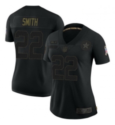 Women's Dallas Cowboys 22 Emmitt Smith Black Limited 2020 Salute To Service Jersey