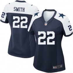 Women's Dallas Cowboys 22 Emmitt Smith Game Navy Blue Throwback Alternate NFL Jersey