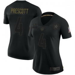Women's Dallas Cowboys 4 Dak Prescott Black Limited 2020 Salute To Service Jersey