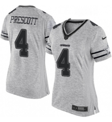 Women's Dallas Cowboys 4 Dak Prescott Limited Gray Gridiron II NFL Jersey