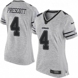 Women's Dallas Cowboys 4 Dak Prescott Limited Gray Gridiron II NFL Jersey