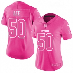 Women's Dallas Cowboys 50 Sean Lee Limited Pink Rush Fashion NFL Jersey