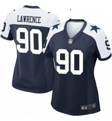 Women's Dallas Cowboys 90 Demarcus Lawrence Game Navy Blue Throwback Alternate NFL Jersey