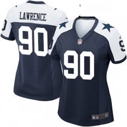 Women's Dallas Cowboys 90 Demarcus Lawrence Game Navy Blue Throwback Alternate NFL Jersey