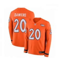 Denver Broncos 20 Brian Dawkins Limited Orange Therma Long Sleeve NFL Jersey