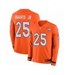 Denver Broncos 25 Chris Harris Jr Limited Orange Therma Long Sleeve NFL Jersey