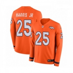 Denver Broncos 25 Chris Harris Jr Limited Orange Therma Long Sleeve NFL Jersey