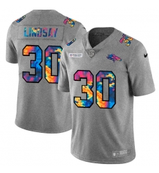 Denver Broncos 30 Phillip Lindsay Multi Color 2020 NFL Crucial Catch NFL Jersey Greyheather