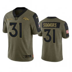 Denver Broncos 31 Justin Simmons 2021 Olive Salute To Service Limited Stitched Jersey