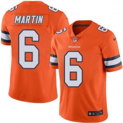 Denver Broncos 6 Sam Martin Orange Stitched NFL Limited Rush Jersey
