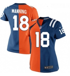 Women's Denver Broncos 18 Peyton Manning Limited Navy Blue White Split Fashion NFL Jersey Women's Denver Broncos 18 Peyton Manning Limited Navy Blue White Split Fashion NFL Jersey